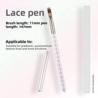 Pinceau à ongles professionnel en acrylique avec manche en cristal, pointe courte carrée ou ronde, en nylon doux anti-chute, stylo de manucure multifonctionnel