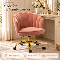 Chaise de bureau en velours à dossier capitonné festonné, pivotante et réglable en hauteur, idéale pour la maison, le bureau ou la chambre à coucher - Vente en gros usine