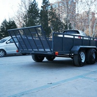 Trailer Kotak Baja Q235 Dua As Roda Lantai Anti-Selip Ramp Lipat Kapasitas Beban 2000kg Rem Manual/Otomatis Merek Hengxin Pertanian