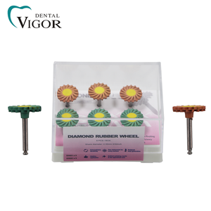 Kit de 6 disques de polissage dentaire en diamant et caoutchouc pour zircone, résine et porcelaine, polisseur cyclonique bicolore - Product Image 1