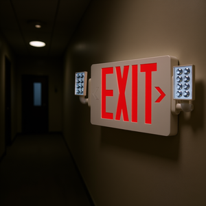 Panneau de sortie d'urgence LED à double tête, rouge, avec batterie de secours 3h, éclairage commercial, matériau PC, garantie 5 ans - Product Image 2