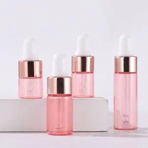 Mini botella de muestra de vidrio rosa de alta calidad para maqueta, mini frasco de vidrio de 1ml, 2ml, 3ml, 5ml, 1/4 dram, 5/8 Dram