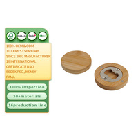 Posavasos Circular de Bambú Portátil Personalizado, Diseño Magnético para Refrigerador, Abridor de Botellas de Cerveza de Madera, Función Tres en Uno