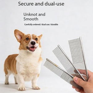 Peigne de toilettage Pawmino pour animaux de compagnie, en acier inoxydable, à dents fines et denses, pour démêler les poils des chats et des chiens, taille petite et moyenne - Product Image 3