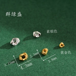 Qunlvsheng Heart Shaped Ingot Beads S925 Sterling Silver Gold Plated DIY Necklace <b>Bracelet</b> Spacer Jewelry Findings - Product Image 4