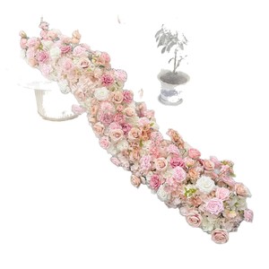 Camino de Mesa Profesional Personalizado con Rosas Rosadas, Camino de Mesa Artificial con Flores para Decoración de Bodas, <span class=keywords><strong>Fondo</strong></span> Artificial - Product Image 5