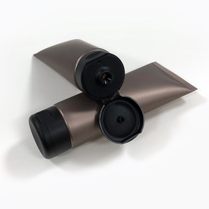 Plastic Squeeze Tube Matte Brown Gold 100ml PE Cosmetic Packaging <b>Flip</b> <b>Top</b> Custom Logo Hand Cream Lotion Facial Cleanser - Product Image 1