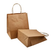Sac en papier kraft biodégradable écologique personnalisé avec ruban et poignée plate pour bougies, impression numérique avec laminage