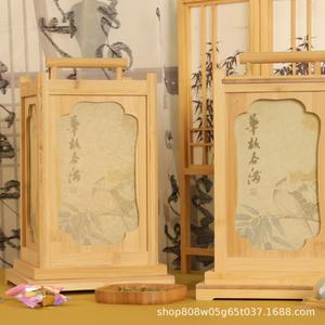 <b>Bamboo</b> Lantern Style Mooncake Box Rectangle Natural <b>Wood</b> Color Handmade <b>Packaging</b> For Pastry Tea Gift Box 0703 - Product Image 3