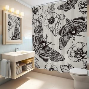 Bohemian Style Gothic Skull Skeleton <b>Shower</b> Curtain <b>Set</b> Vintage Crow Spider Web Bat Pumpkin Waterproof Home Decor for <b>Bathroom</b> - Product Image 5