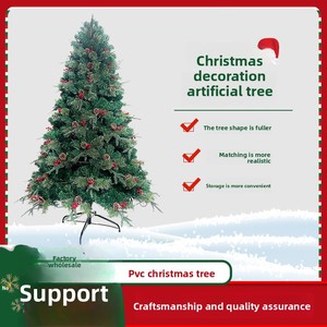 Arbres <span class=keywords><strong>de</strong></span> <span class=keywords><strong>Noël</strong></span> artificiels décoratifs multi-tailles, <span class=keywords><strong>avec</strong></span> baies rouges et pommes <span class=keywords><strong>de</strong></span> pin mélangées, en PVC, à pointes automatiques, vente en gros - Product Image 2