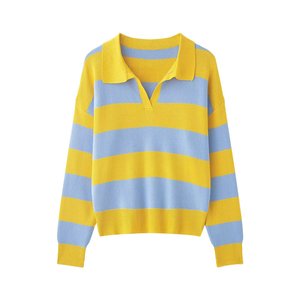 Suéter Largo de Manga Larga para Mujer, Estilo Vintage, Tejido, a Rayas, con Bloques de Color, Transpirable, de Poliéster, para Otoño, de IStapromo Gifts - Product Image 1