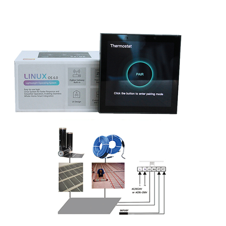 Beca BCC-2501-HT-GB умный термостат 4-дюймовый цветной экран, Центральная панель управления, совместимая с электрическими отелями, апартаменты 230 В