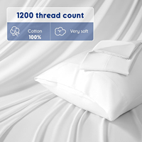 Draps 100% coton, 1200 fils, ensemble de draps de luxe et rafraîchissants pour hôtel, 4 pièces, convient aux matelas jusqu'à 16 pouces