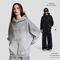 Sweat à capuche ample en coton peint à la main pour homme, nouvelle collection automne-hiver, style streetwear, marque de créateur, 380g, poids lourd