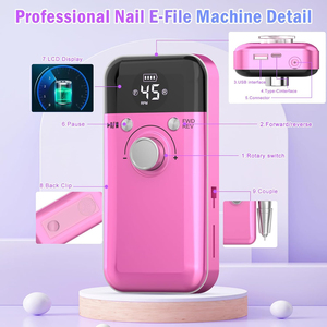45000RPM Electric Nail <b>Drill</b> Machine Professional Gel Nails Polish Rechargeable Portable Nail File Manicure Tool US Brushless - Product Image 3