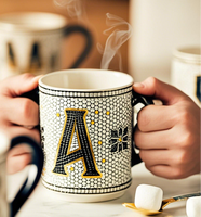 Exquisita Taza de Cerámica de 14 oz con Diseño de Letras, Apta para Lavavajillas, para Disfrutar de Café, Té y Capuchino, Decoración para el Hogar