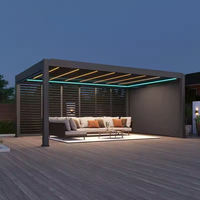 Pergola murale en aluminium avec toit à lames orientables étanche, auvent de patio, gazebo pour cour, terrasse, véranda