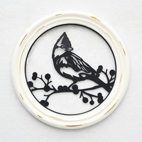Plaque murale en métal avec arbre et oiseau suspendue Art mural rond décoratif d'intérieur Ferme rustique Cadre en bois Décoration murale en métal Fournitures