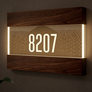 Letrero Luminoso con Número <span class=keywords><strong>de</strong></span> Casa, Señalización Electrónica para Puerta <span class=keywords><strong>de</strong></span> Hotel con Timbre, Letrero <span class=keywords><strong>de</strong></span> <span class=keywords><strong>Madera</strong></span> para Hotel - Product Image 5