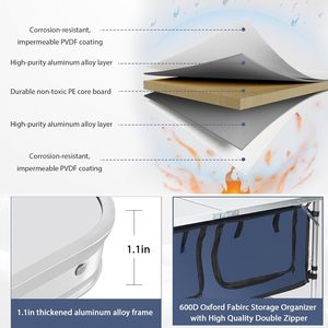 Portable Lightweight Aluminum Outdoor <strong>Table</strong> 3 Height Adjustable <strong>Camping</strong> <strong>Table</strong> <strong>Storage</strong> for Indoor Beach Picnic BBQ Hiking Blue - Product Image 4