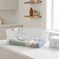 Paniers de rangement légers et portables en métal grillagé pour armoire, cuisine et garage - Empilables et pliables pour aliments, outils et literie