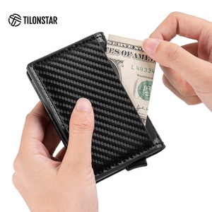 TILONSTAR TVC201 Low Moq Customization Black Leather Multifunctional RFID Protection Aluminum Credit <b>Card</b> <b>Holder</b> <b>Wallet</b> - Product Image 2