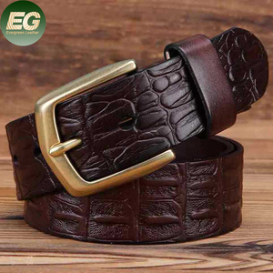 Ceinture en cuir de veau pour homme, style rétro, logo crocodile élégant, réglable, ceinture de luxe pour homme, ceinture de travail pour homme, ceinture de créateur de mode - Product Image 1