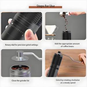 Regolazione esterna centrale all'ingrosso viaggio agitazione a mano velocità bava piatta senza fili riutilizzabile macinacaffè manuale lavabile - Product Image 6