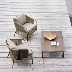 Conjunto de mesa y sillas de patio para exteriores, estilo escandinavo, de aleación de aluminio, impermeable, para villa, hotel, balcón - Product Image 3