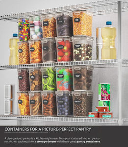 Juego de 42 Recipientes Apilables de Plástico Herméticos Libres de BPA para Organizar la Cocina, Almacenar Cereales y Alimentos Secos - Product Image 5