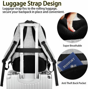 Biểu Tượng Tùy Chỉnh Màu Xám Thời Trang Không Thấm Nước Học Sinh Ba Lô Trường Nam Túi Chống Sốc Máy Tính Xách Tay Ba Lô Trường Học Lớn - Product Image 2