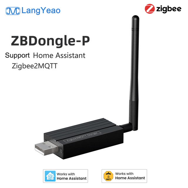 LangYeao Zigbee 3.0 USB Dongle Plus TI CC2652P, Support Home Assistant Zigbee2MQTT ZHA, 20dBm 5dBi Antenna