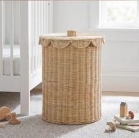 Panier de rangement en rotin tressé à la main, respectueux de l'environnement, en forme d'éventail, vente en gros, boîte de rangement décorative