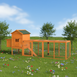 Poulailler orange en bois extra large pour la volaille, avec plateau amovible, modèle D0100X3HMBX - Product Image 2