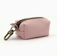 Porte-clés minimaliste en cuir avec fermeture éclair, porte-sacs à déjections canines, mini pochette de rangement pour sacs à déjections animales
