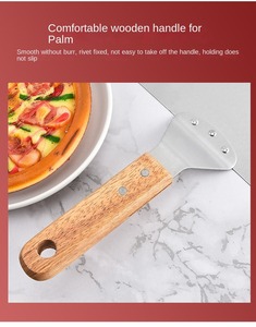 <b>Pizza</b> Cutter <b>Turning</b> <b>Peel</b> Rocker Spatula Baking Peelers Stainless Steel Wooden Handle Kitchen Accessories - Product Image 6