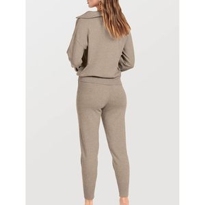 Conjunto de Dos Piezas para Mujer, Suéter de Punto y Pantalones Jogger, Cuello Marinero, Manga Larga, Estilo Casual Otoñal, Transpirable - Product Image 5