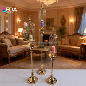 LEDA, superventas, portavelas de jaula de pájaros Retro creativo, decoración, soporte de vela de hierro europeo, accesorios para restaurante de boda - Product Image 1