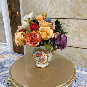 French-style European-style luxurious solid wood carved sofa side <strong>telephone</strong> stand <strong>with</strong> <strong>drawer</strong> and small round <strong>table</strong> - Product Image 3
