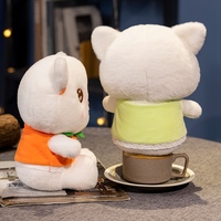 Schattig fruit-katten knuffel, zacht pluche kattenpopje, Kawaii witte kattenknuffel, lief dierenfiguurtje voor meisjes, kinder verjaardagscadeau