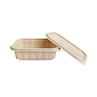 Boîte d'emballage jetable en fibre de coque de riz, inviolable et transparente, pour fruits, légumes et salades, avec charnière, compatible micro-ondes, biodégradable