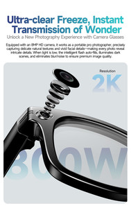 Gafas Inteligentes con IA, Cámara de 8MP, Grabación de Video 1200P, Asistente de Voz ChatGPT, Traducción en Tiempo Real, Reconocimiento de Objetos por IA, Bluetooth - Product Image 5