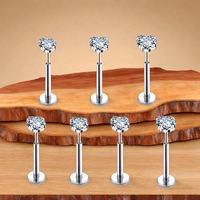 Clous de lèvre en zircon rond de haute qualité G23, style simple, pour piercing corporel, boucles d'oreilles de type push-pin