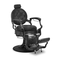Chaise de barbier noire robuste classique siège en cuir de coupe de cheveux antique vintage hydraulique pour salons