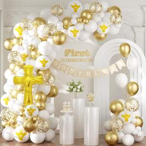 Décorations de la première communion Kit d'arche de guirlande de ballons Décoration de baptême Décorations de la première communion avec Dieu bénisse la bannière - Product Image 3