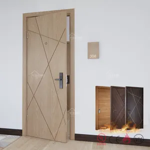 יצרן העליון בסין דלת עמידה באש fp90 דלת אלון מעץ מלא דלת נדנדה מודרנית חסינת אש