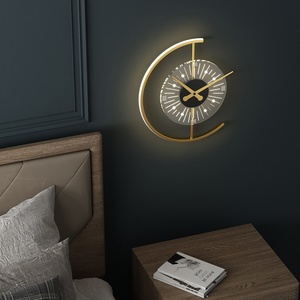 Nueva Lámpara de Pared con Reloj LED de Estilo Nórdico, Adecuada para Paredes de Fondo de Sala de Estar, Cabeceras de Dormitorio, Moderna, Sencilla, Decorativa y Elegante - Product Image 2