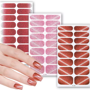 Beliebte 3D UV-freie Dünne Glänzende Silber Glitzer Cat-Eye-Lack Wasserdichte PET-Material Full Wraps Nagelsticker-Set Nagel Wraps - Product Image 5