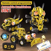 STEM Educativo USB Robot Ladrillos Juegos de bloques de construcción 5 en 1 Ciudad Técnica Control remoto Robot Aplicación Programación Control remoto